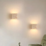 Minimalist Travertine Stone Square Outdoor Wall Light LED 1-Light Lasson Living