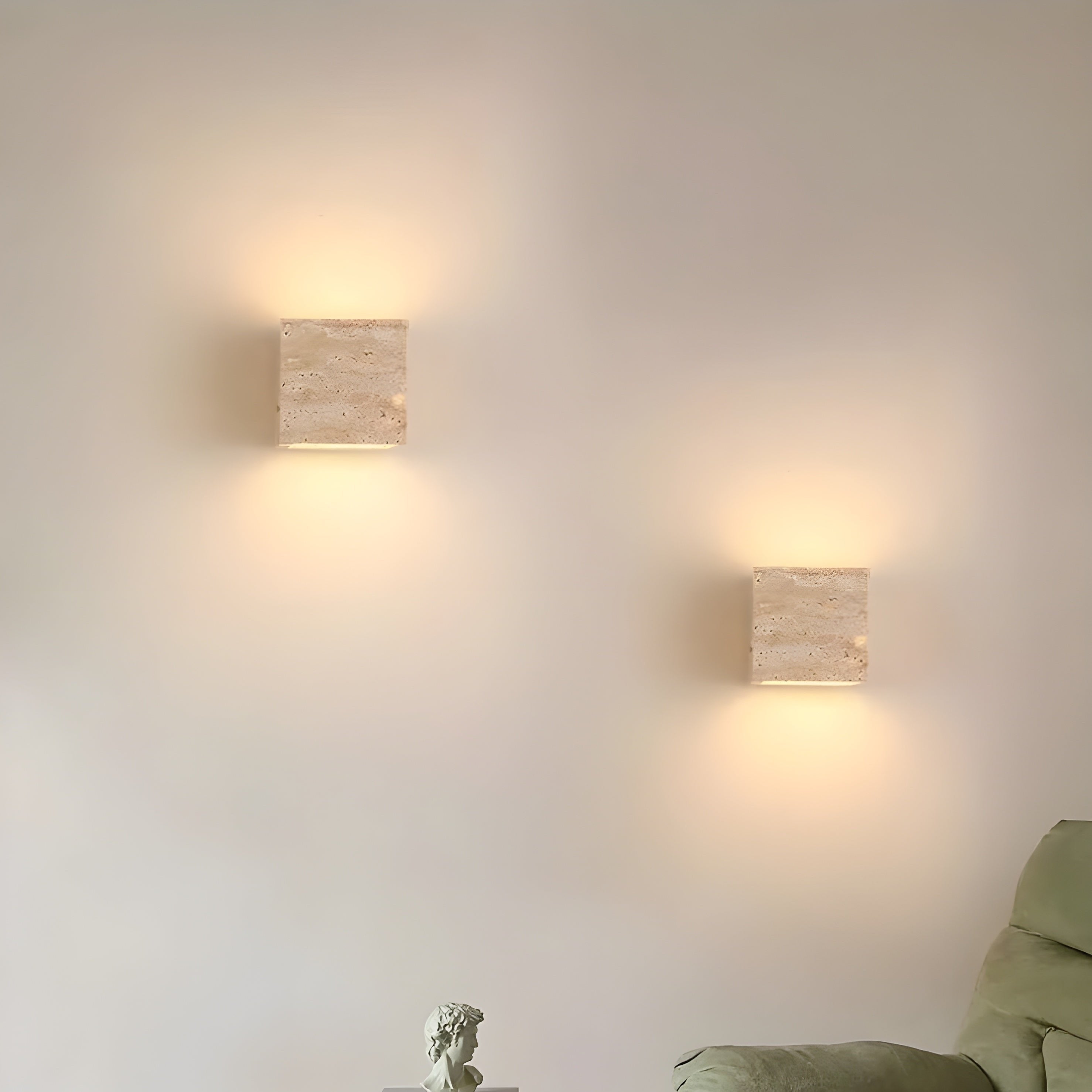 Minimalist Travertine Stone Square Outdoor Wall Light LED 1-Light Lasson Living