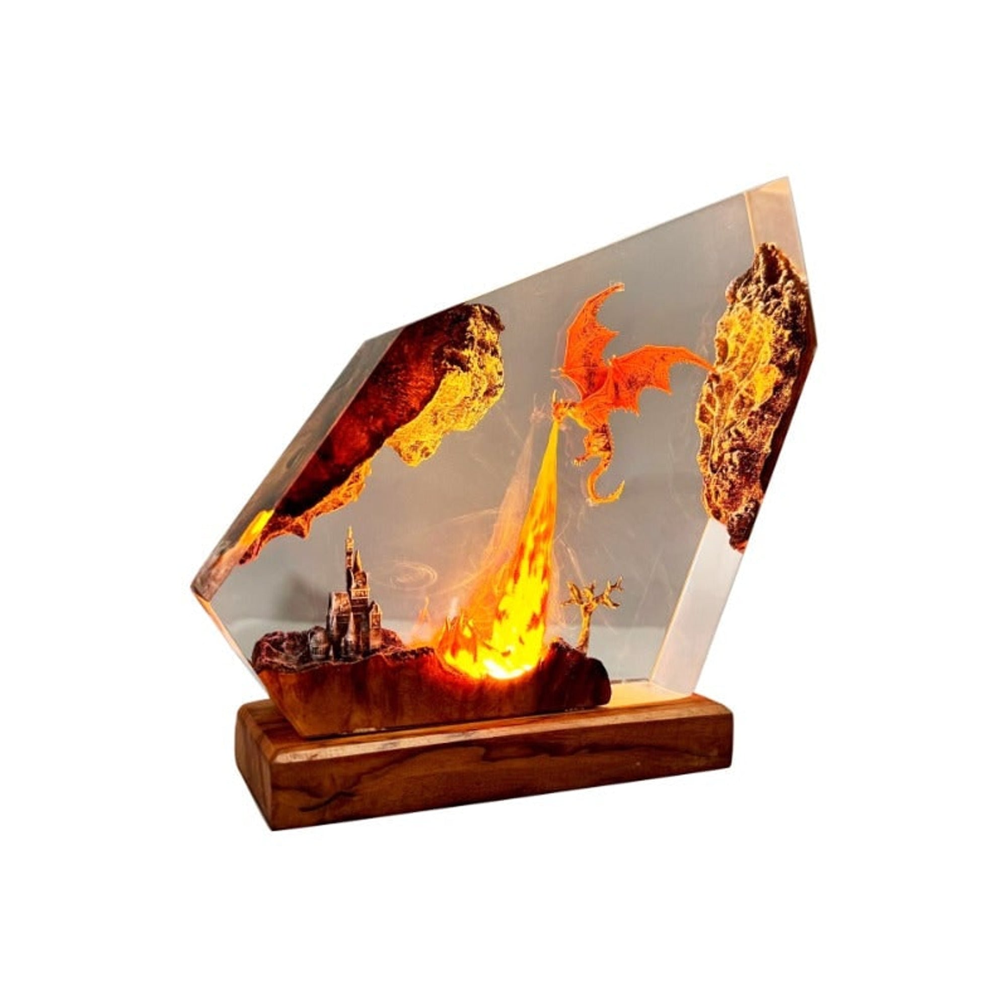 Dragon Resin Lamp Fire-Breathing Castle Desk Light Fantasy Craft Decor - Image 2