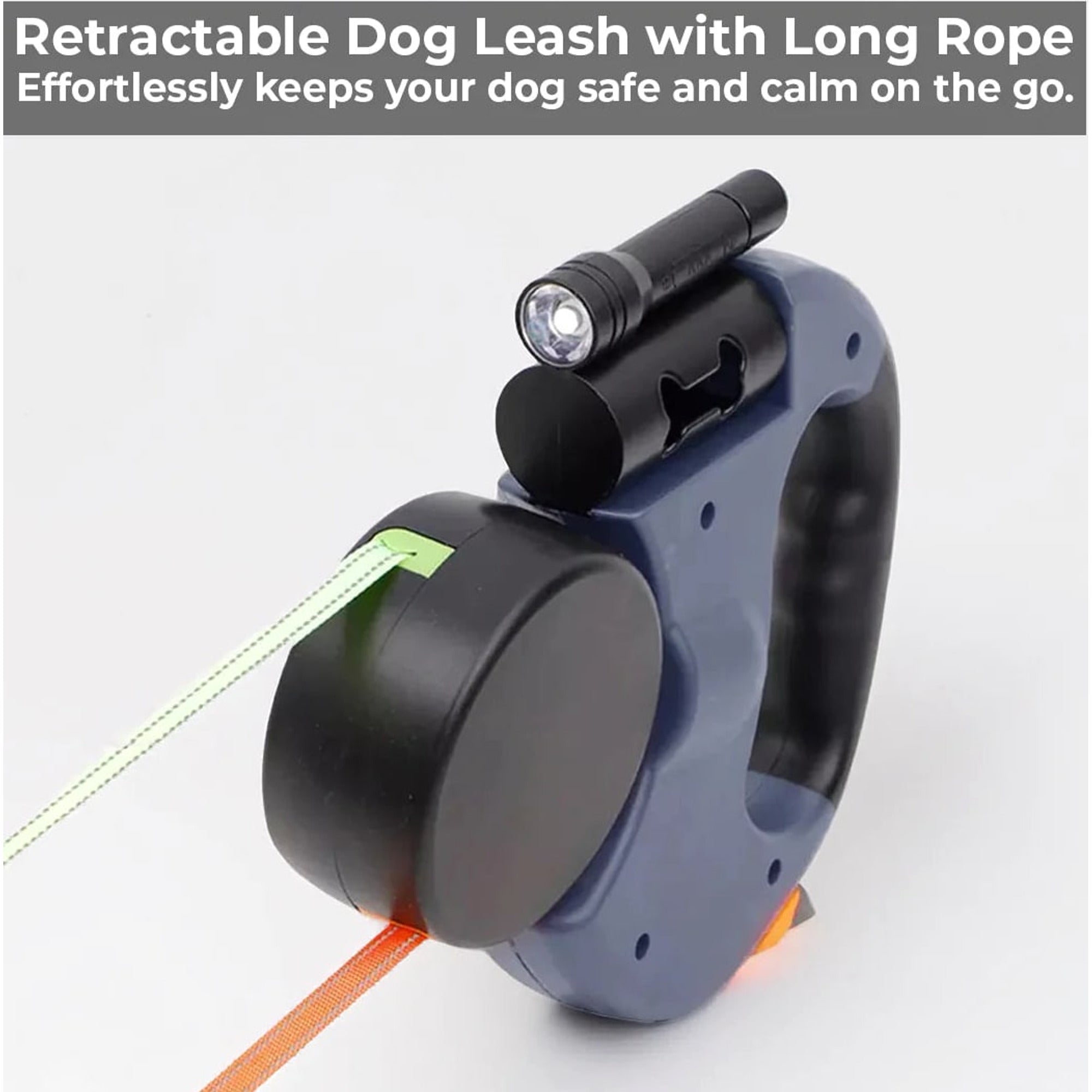 Dual Retractable Dog Leash With Built-In Flashlight And Waste Bag Holder - Image 7