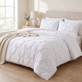 Duvet Cover Set Quilted Pinched Pleat Design Matching Pillowcases - Image 2