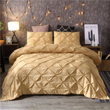 Duvet Cover Set Quilted Pinched Pleat Design Matching Pillowcases - Image 3