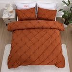 Duvet Cover Set Quilted Pinched Pleat Design Matching Pillowcases - Image 9