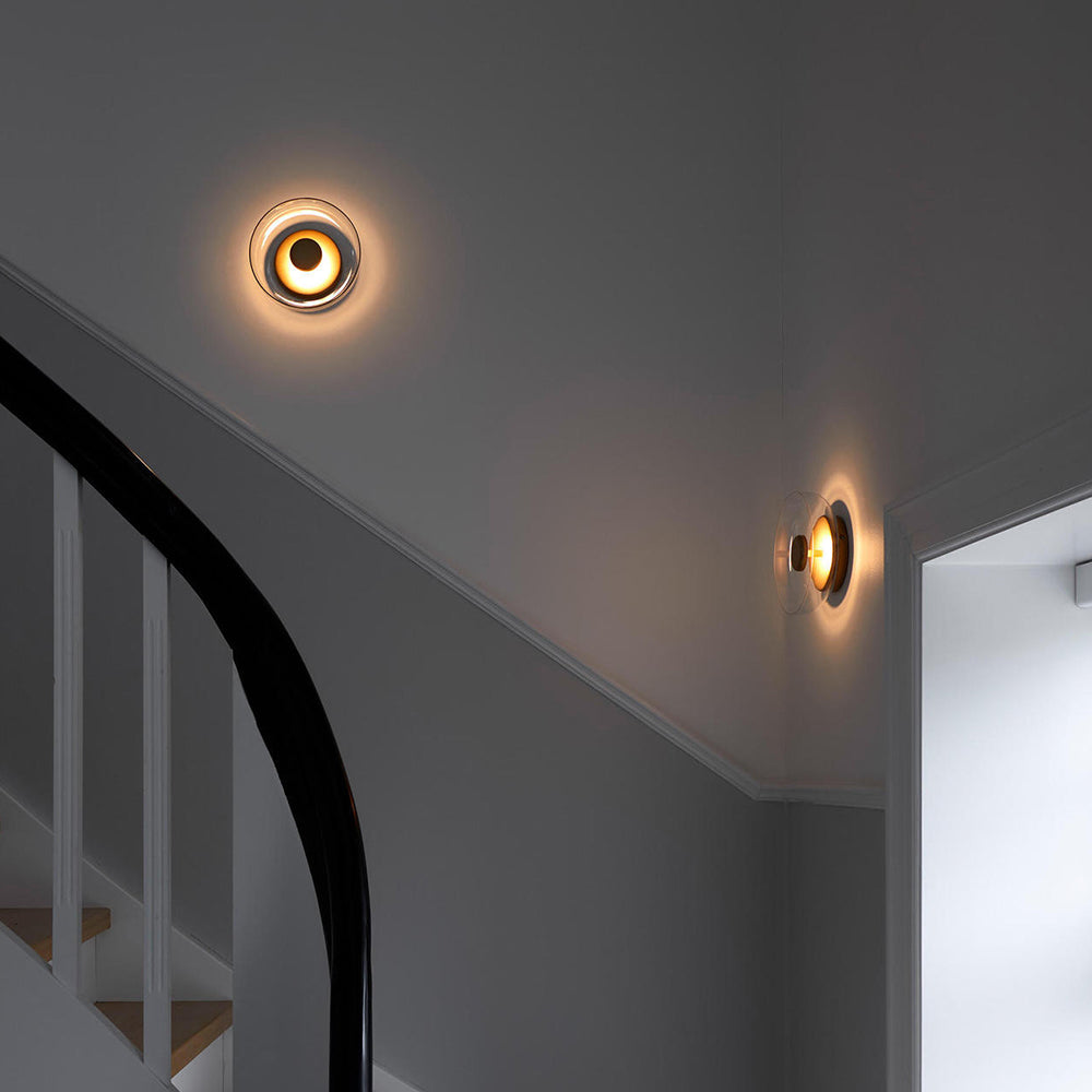 Minimalist Brass & Glass Round Wall Sconce LED 1-Light Lasson Living