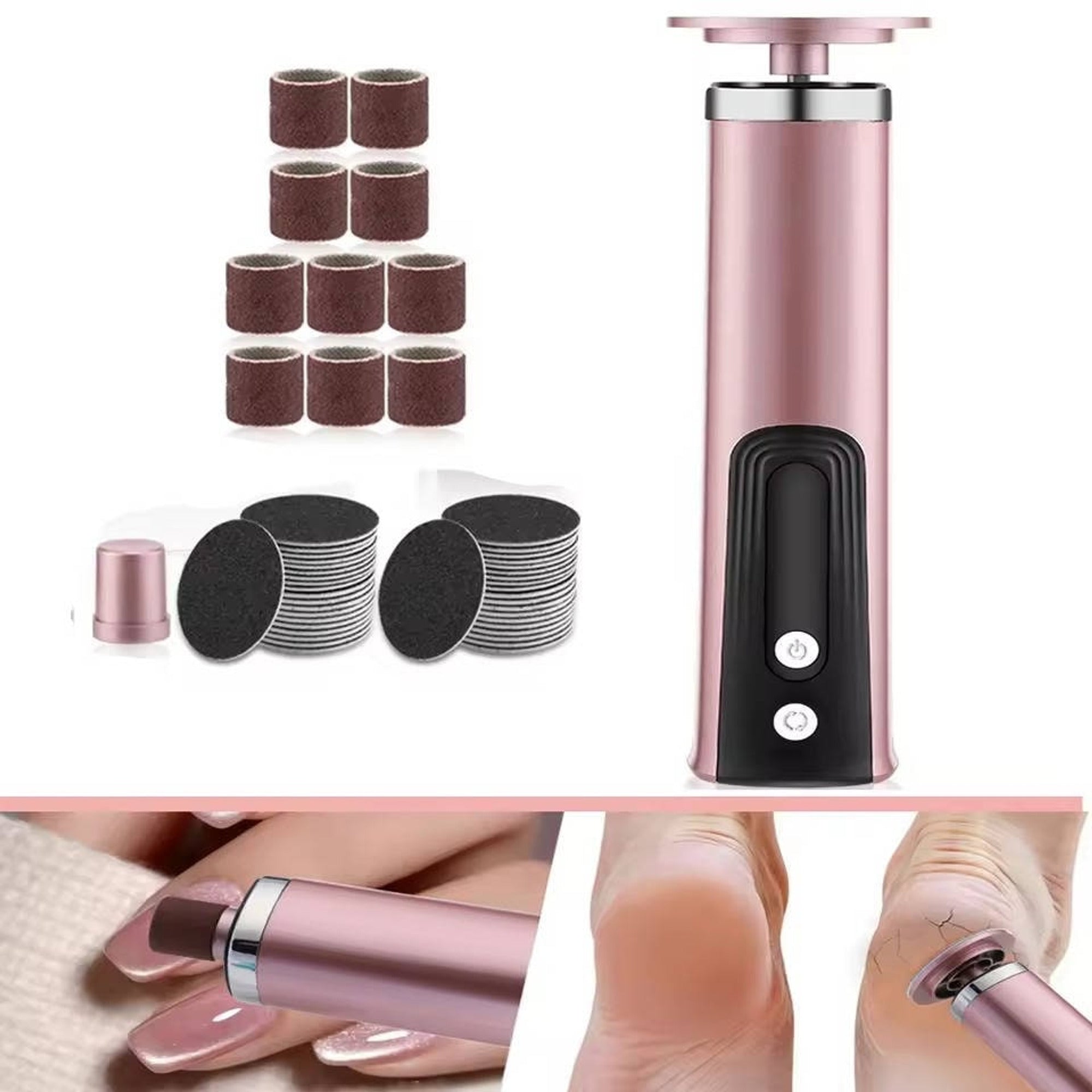 Electric Callus Remover For Smooth Feet Six-Speed Rechargeable Foot Grinder With 32 Sandpaper Heads - Image 1