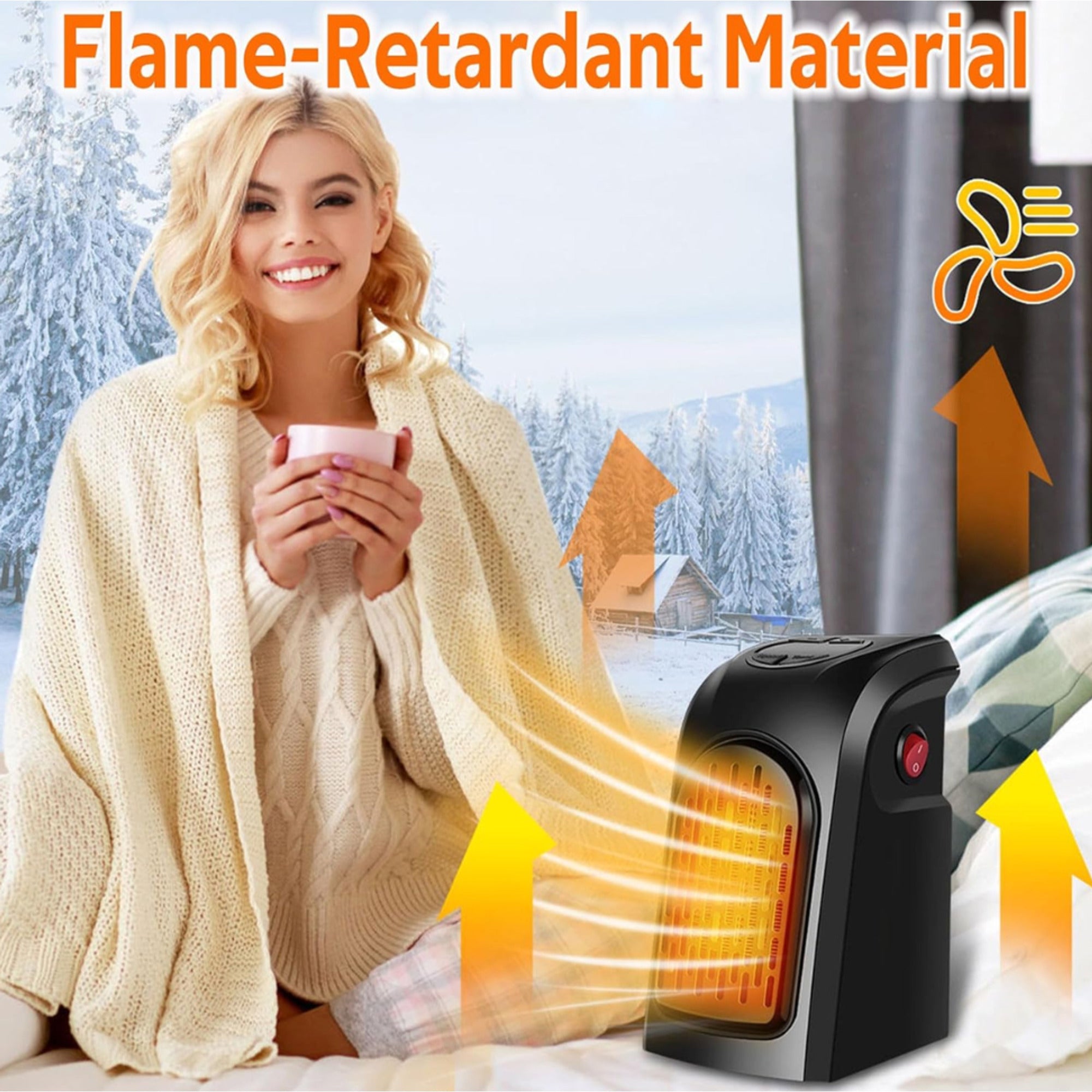 Electric Fan Heater With Thermostat Portable Plug-And Wall Mountable - Image 8