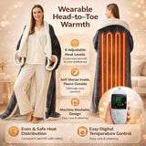 Electric Heated Blanket Wearable With Foot Pocket And Sherpa Fleece - Image 2
