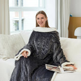 Electric Heated Blanket Wearable With Foot Pocket And Sherpa Fleece - Image 1