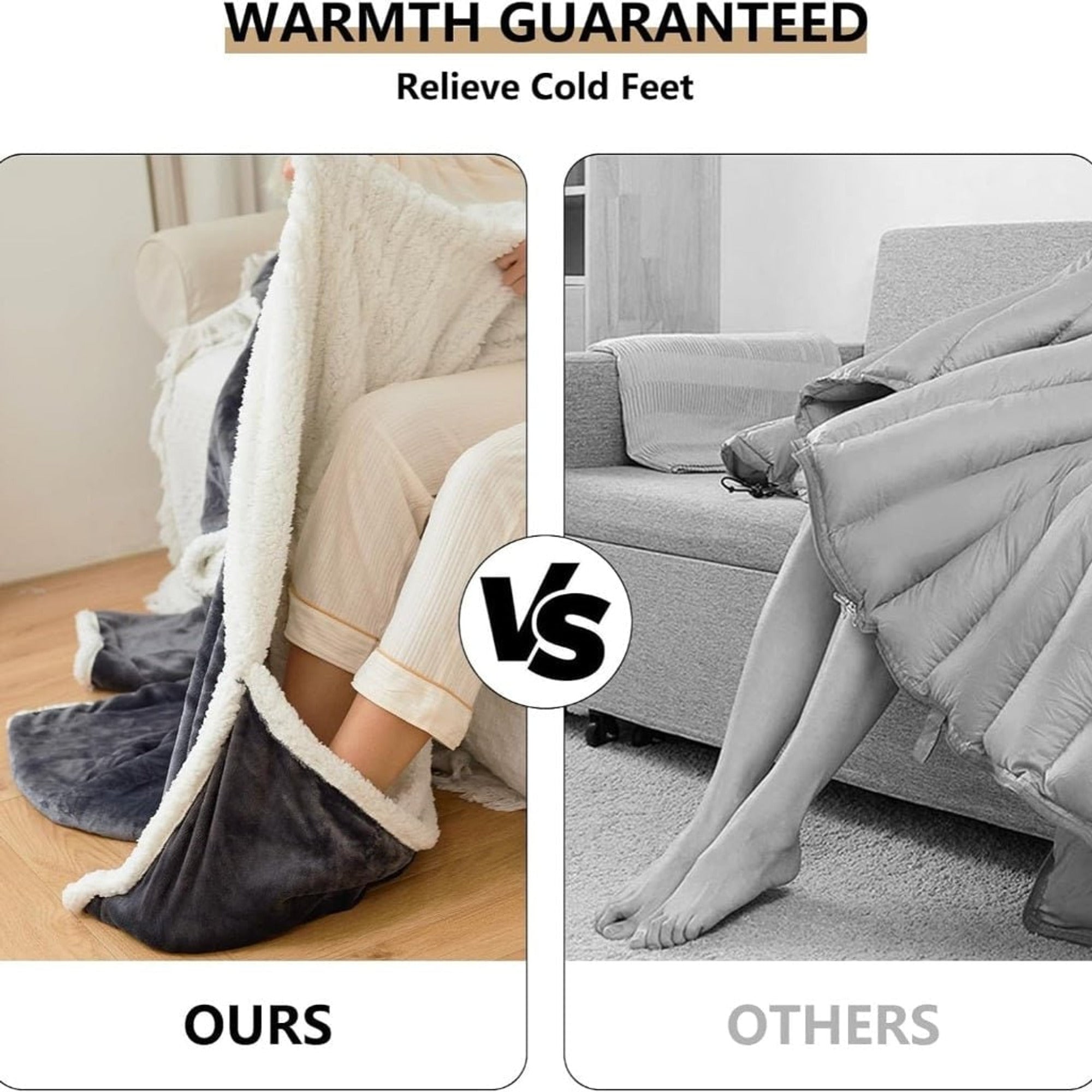 Electric Heated Blanket Wearable With Foot Pocket And Sherpa Fleece - Image 7