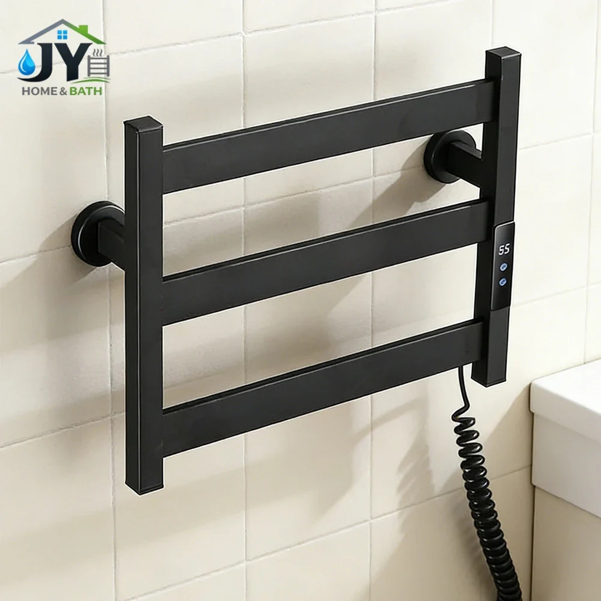 Electric Heated Towel Rack Modern 3 Bars Compact Warmer For Small Bathroom Timer Multi-Level Temperature Space Saving - Image 1