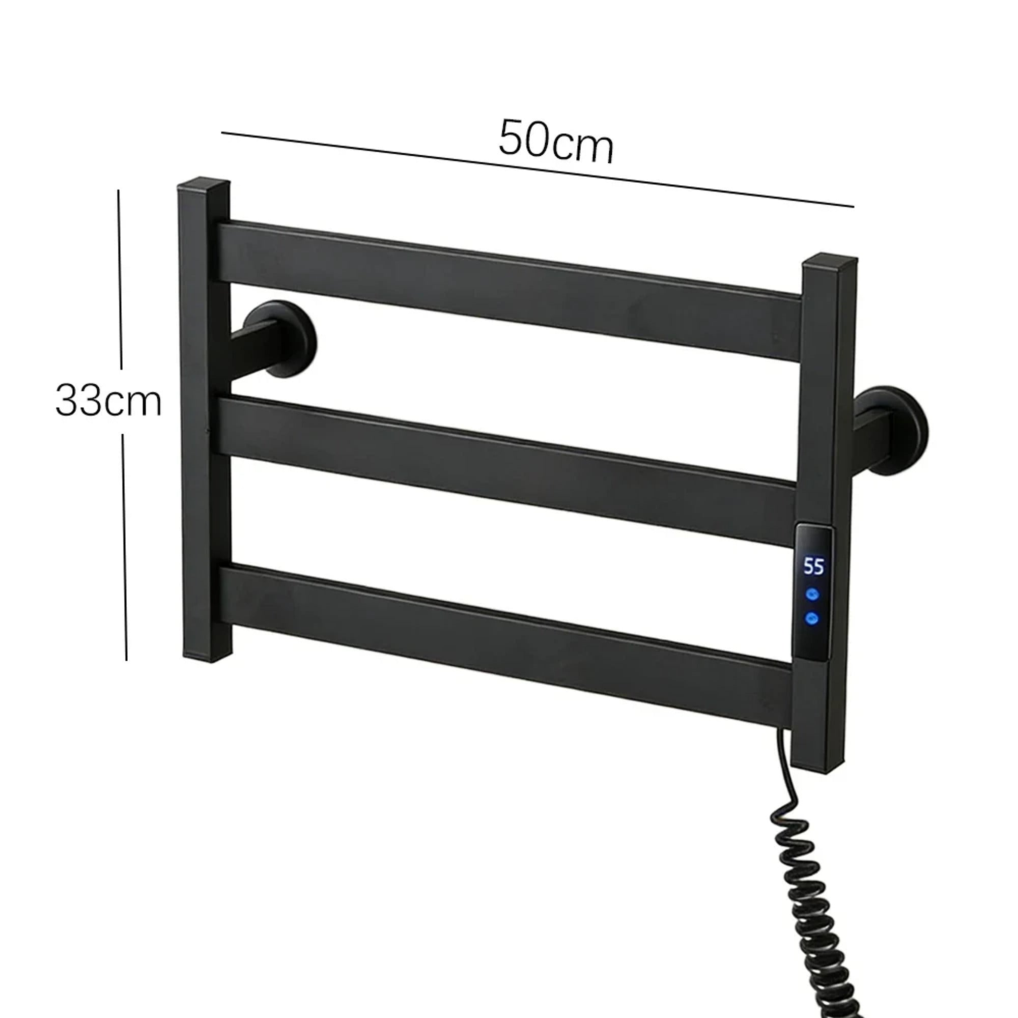 Electric Heated Towel Rack Modern 3 Bars Compact Warmer For Small Bathroom Timer Multi-Level Temperature Space Saving - Image 6