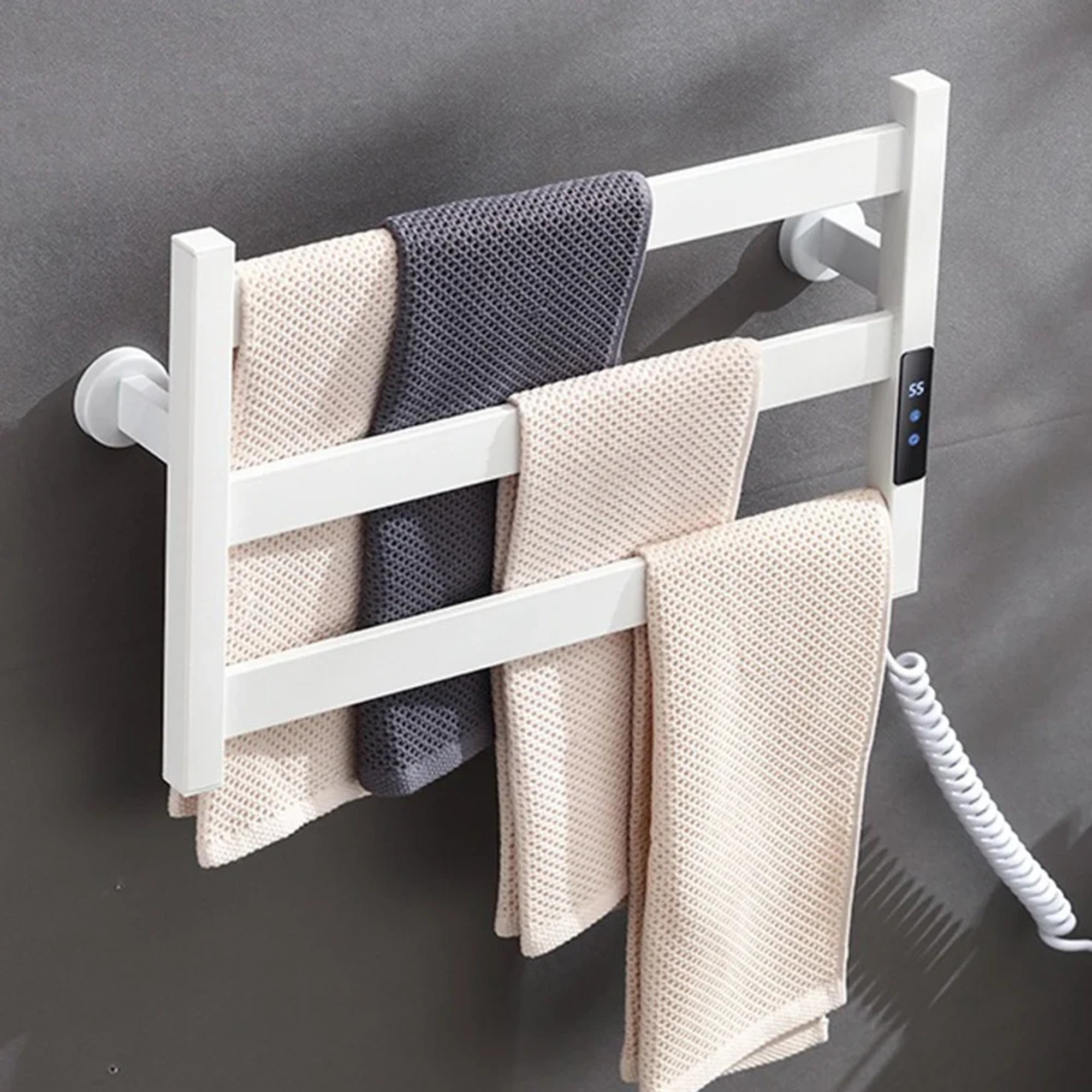 Electric Heated Towel Rack Modern 3 Bars Compact Warmer For Small Bathroom Timer Multi-Level Temperature Space Saving - Image 9