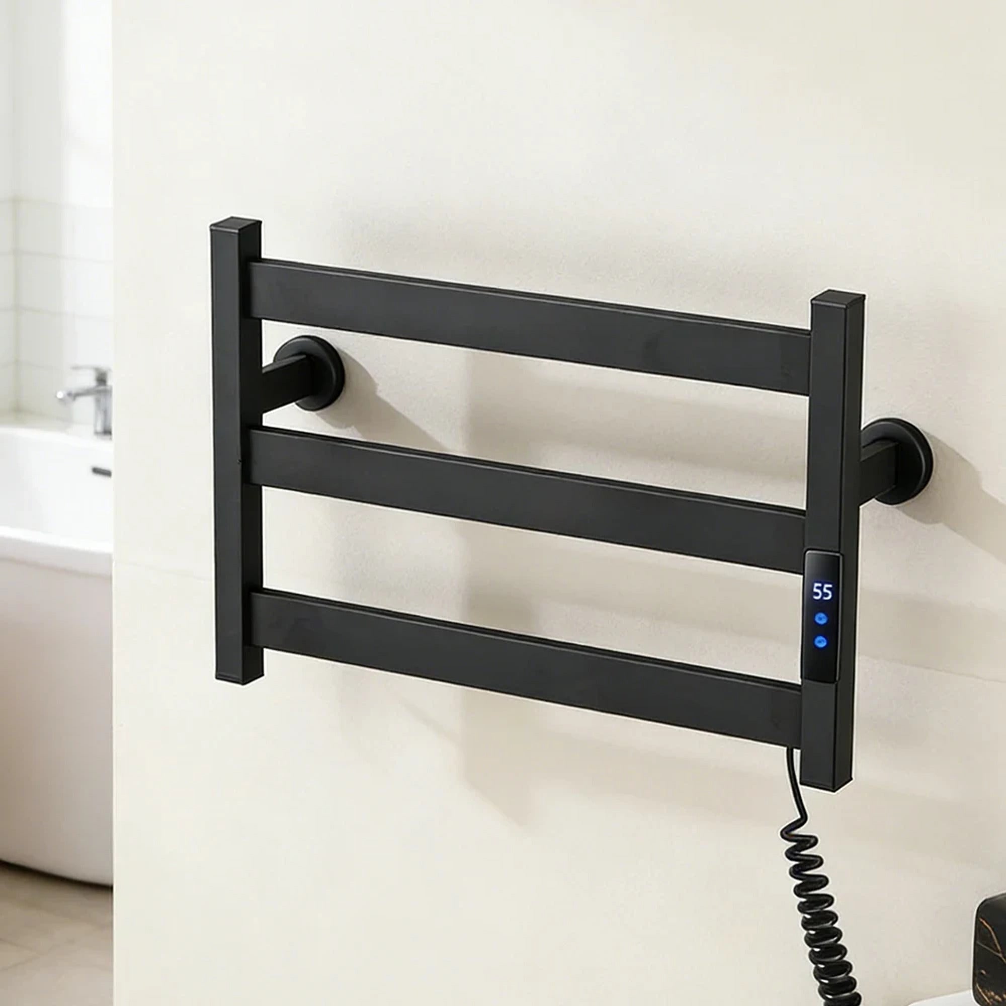 Electric Heated Towel Rack Modern 3 Bars Compact Warmer For Small Bathroom Timer Multi-Level Temperature Space Saving - Image 8