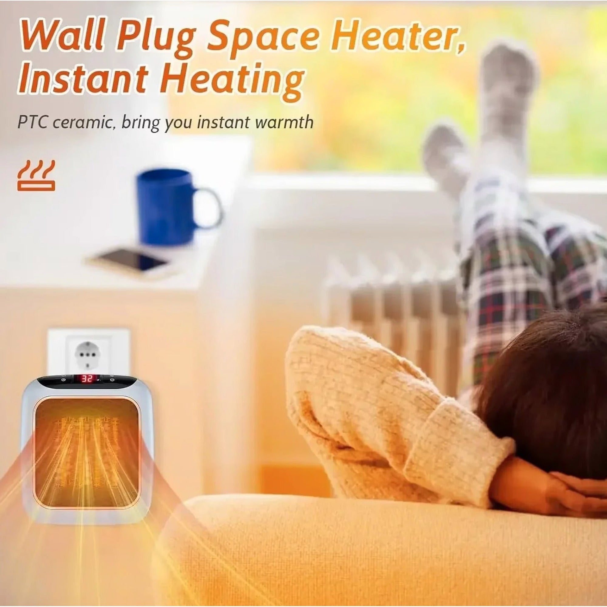 Electric Portable Mini Heater With Remote Control 800W Ceramic Wall-Mounted Heater - Image 5