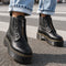 Emily Chunky Platform Lace-Panel Front-Zip Ankle Boots - Image 1