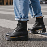 Emily Chunky Platform Lace-Panel Front-Zip Ankle Boots - Image 2