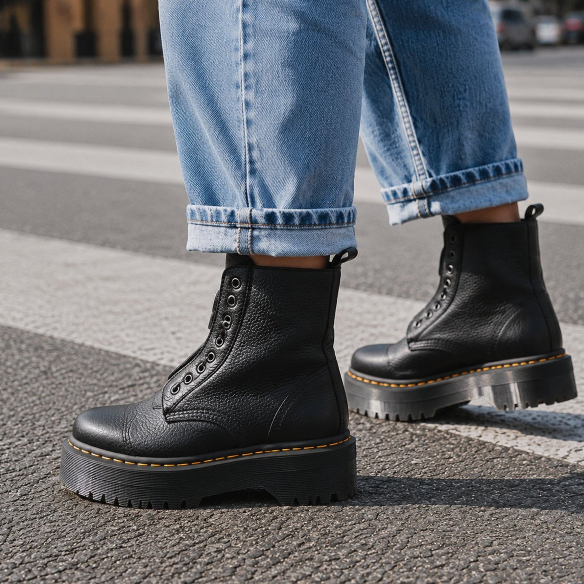 Emily Chunky Platform Lace-Panel Front-Zip Ankle Boots - Image 2