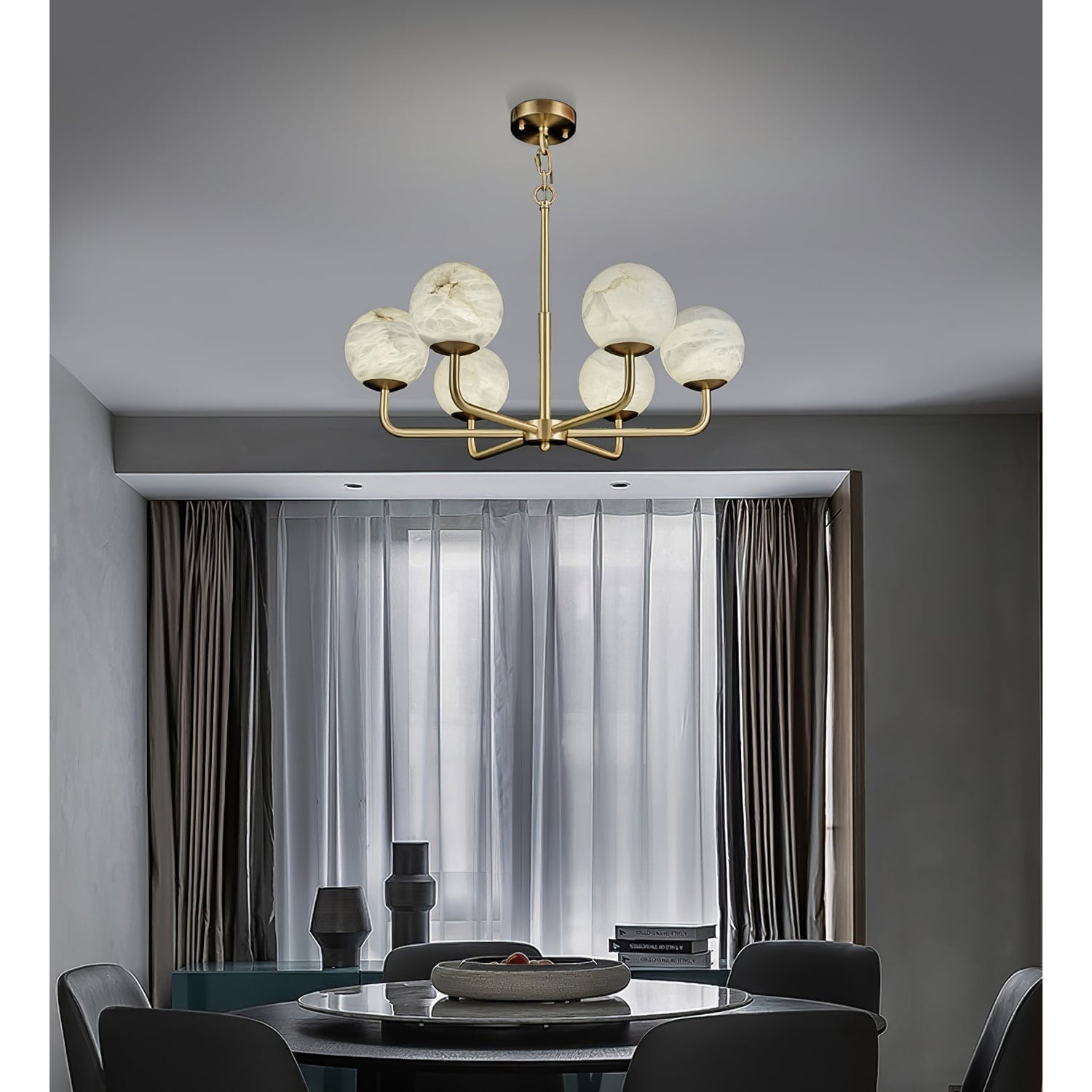 Erich Alabaster Elegance Globe Chandeliers - Image 2