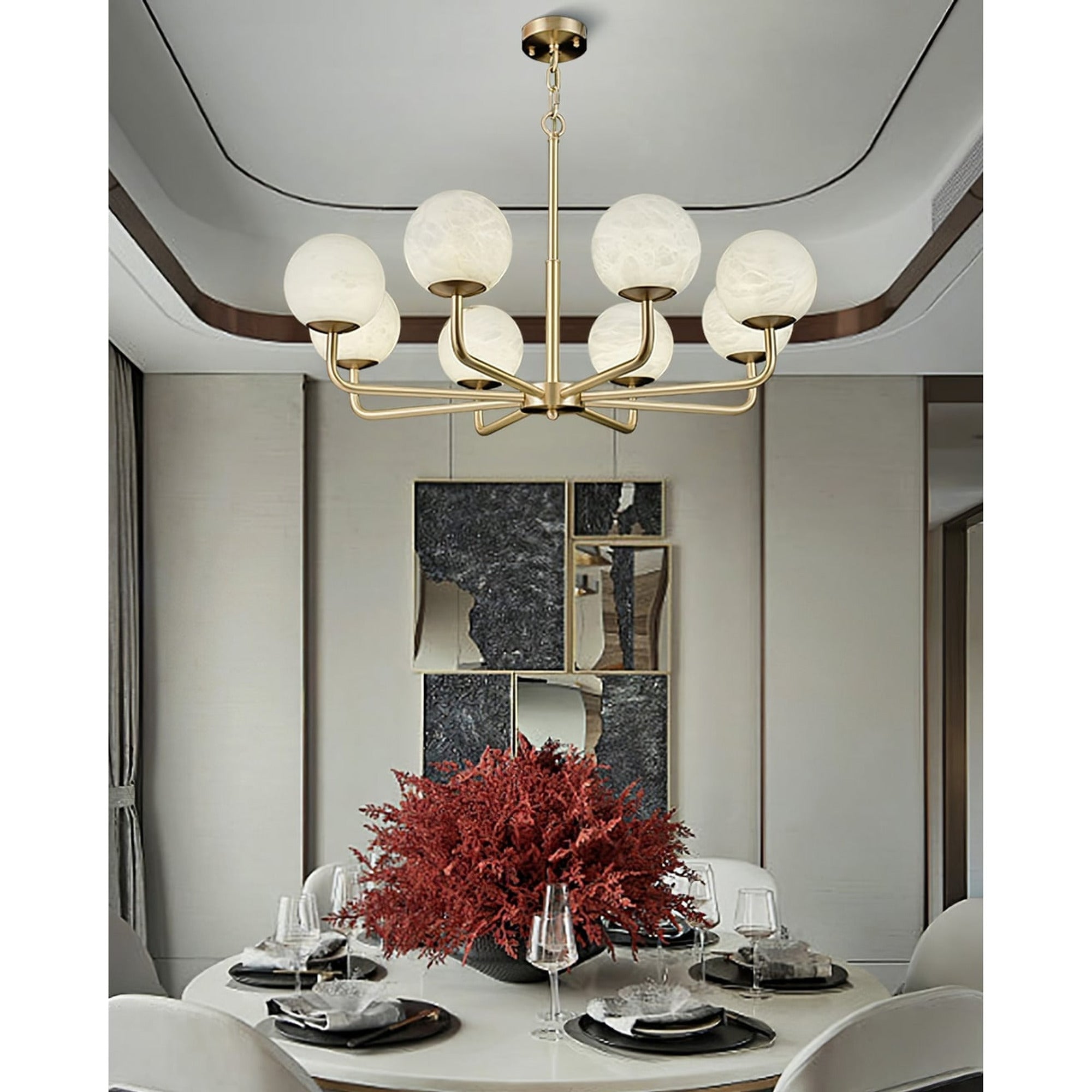 Erich Alabaster Elegance Globe Chandeliers - Image 4