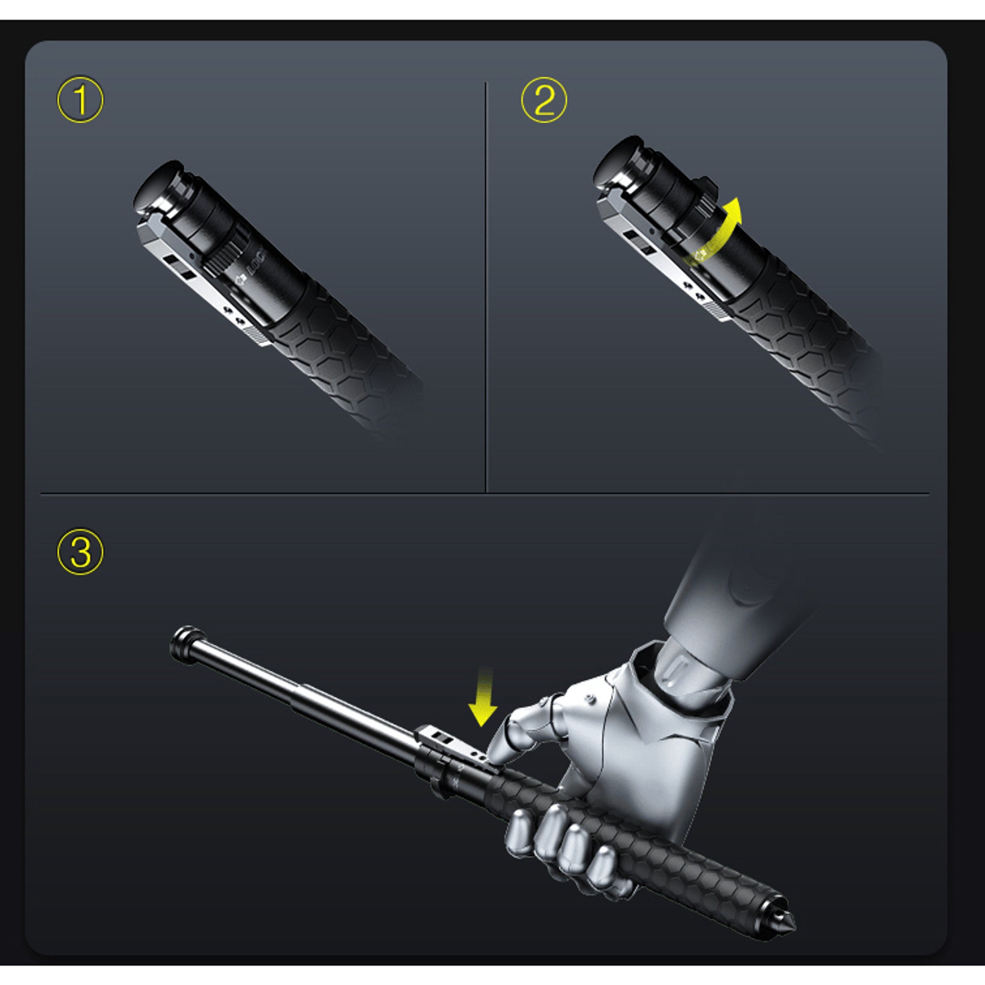 Expandable Baton With Spring-Loaded Telescopic Design And Glass Breaker For Hiking And Personal Safety - Image 5
