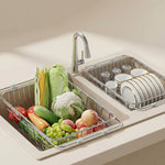 Expandable Sink Drainer Rack Adjustable Stainless Steel Dish Drying For Efficient Draining And Washing Space-Saving Kitchen Organizer - Image 1