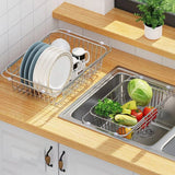 Expandable Sink Drainer Rack Adjustable Stainless Steel Dish Drying For Efficient Draining And Washing Space-Saving Kitchen Organizer - Image 3