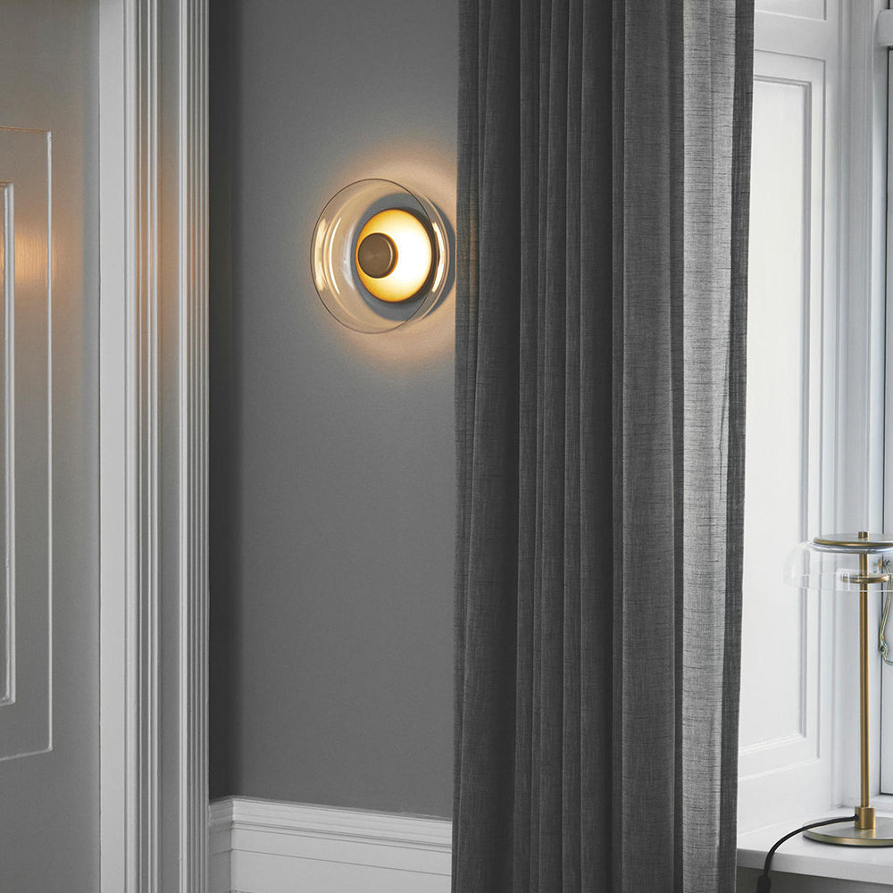 Minimalist Brass & Glass Round Wall Sconce LED 1-Light Lasson Living