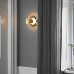 Minimalist Brass & Glass Round Wall Sconce LED 1-Light Lasson Living