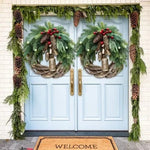 Farmhouse Christmas Wreath With Pinecones And Golden Bells - Image 2