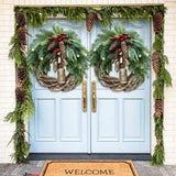 Farmhouse Christmas Wreath With Pinecones And Golden Bells - Image 2