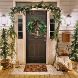 Farmhouse Christmas Wreath With Pinecones And Golden Bells - Image 3