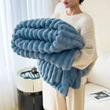 Faux Fur Striped Weighted Blanket With Plush Texture - Image 5