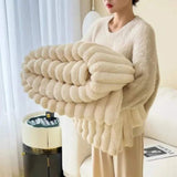 Faux Fur Striped Weighted Blanket With Plush Texture - Image 6