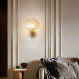 Art Deco Brass Glass Seashell Wall Sconce LED 1-Light Lasson Living