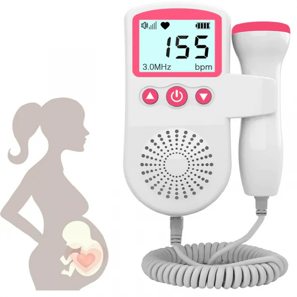 Fetal Doppler Monitor For Home Use With Backlit LCD Display Built-In Speaker And High-Sensitivity 3 MHz Handheld Probe - Image 1