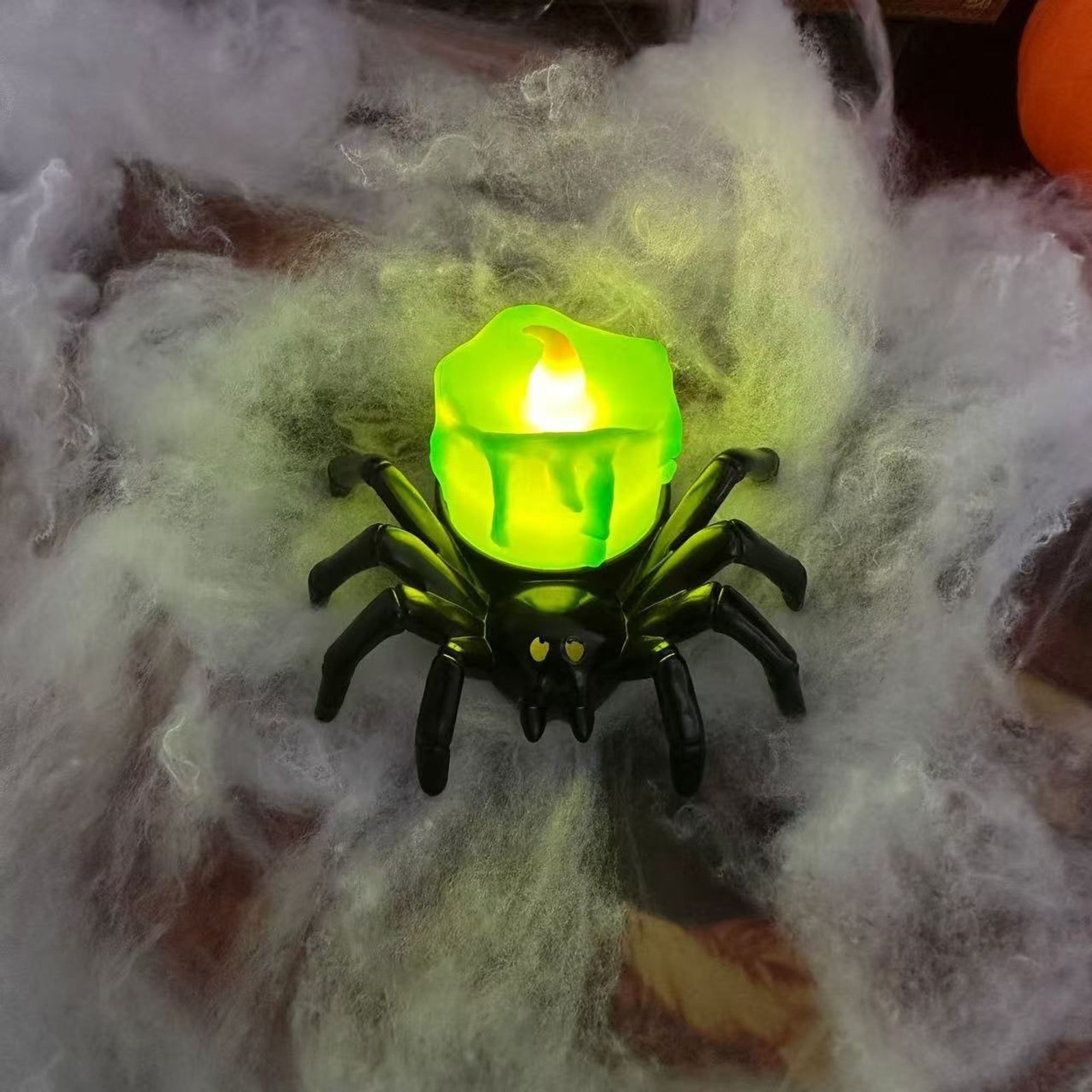 Flameless LED Battery Operated Halloween Candlelight With Spider Decoration - Image 7