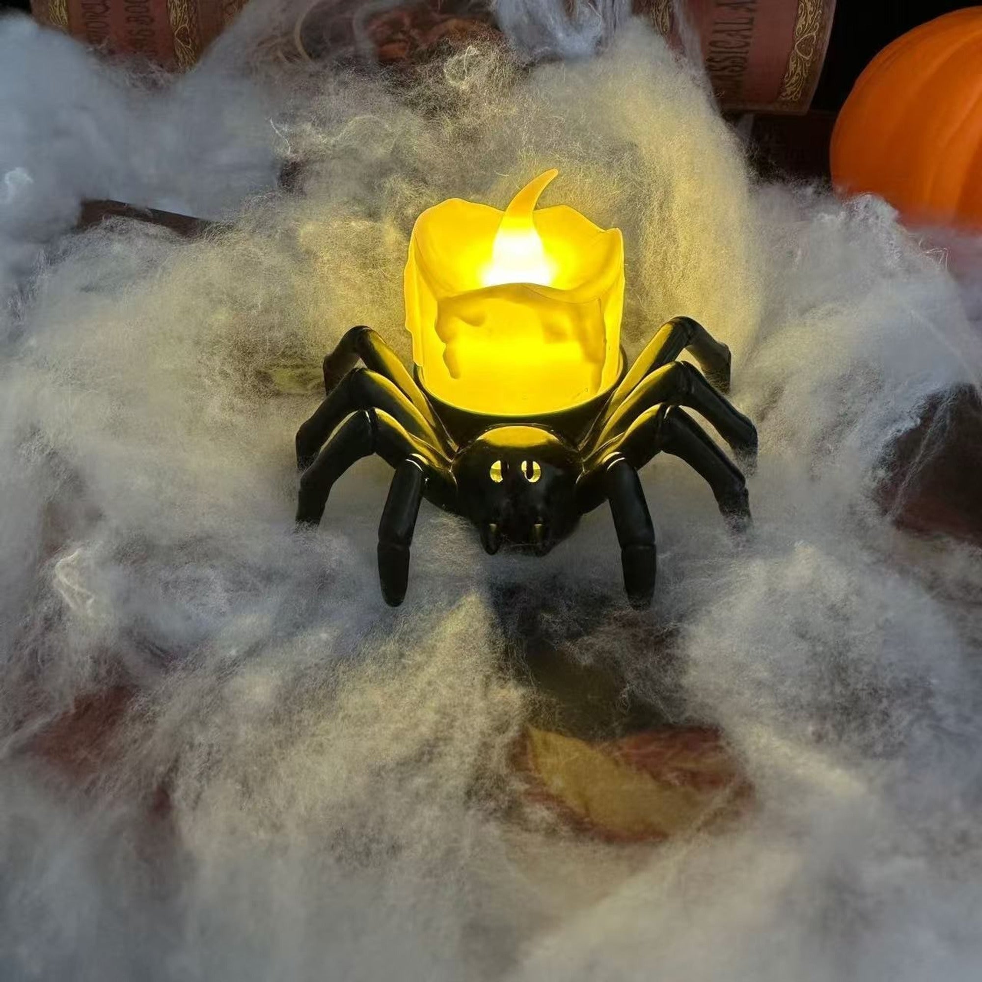 Flameless LED Battery Operated Halloween Candlelight With Spider Decoration - Image 12