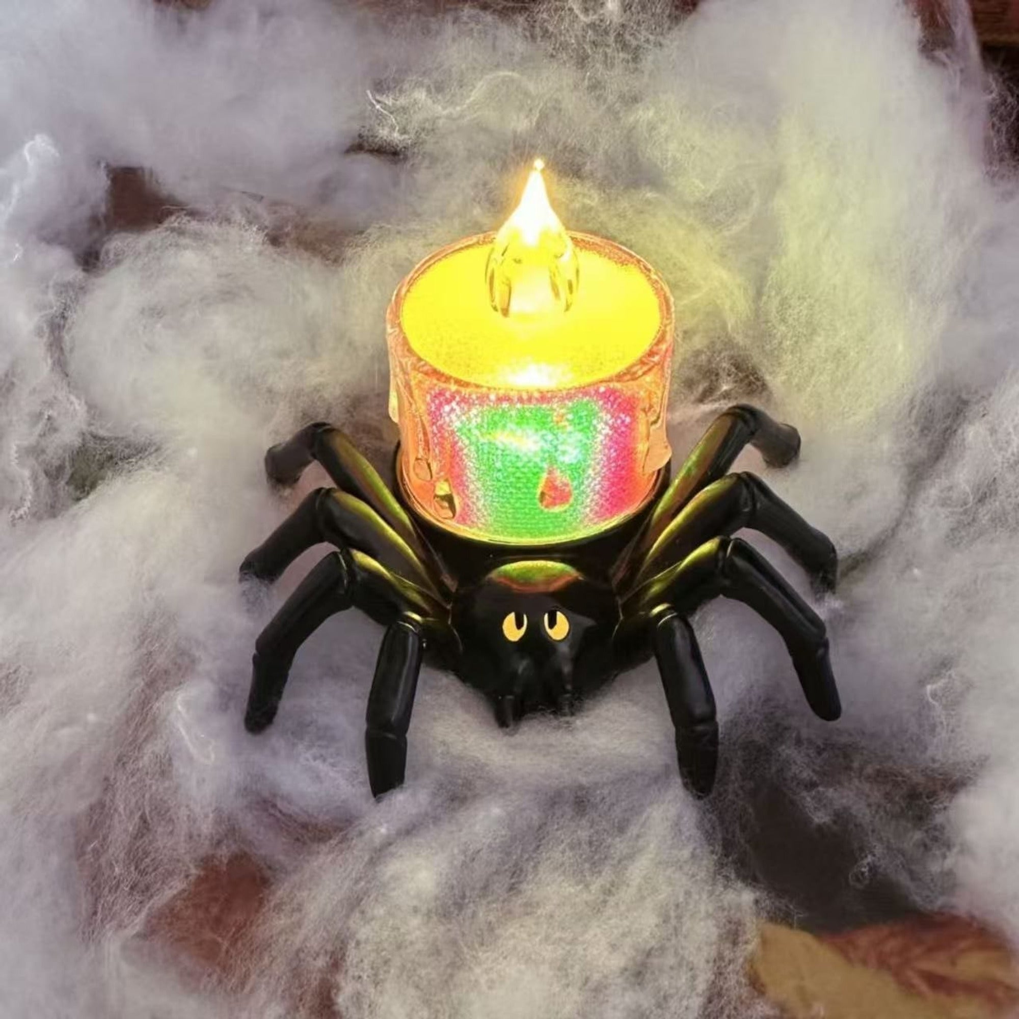 Flameless LED Battery Operated Halloween Candlelight With Spider Decoration - Image 13