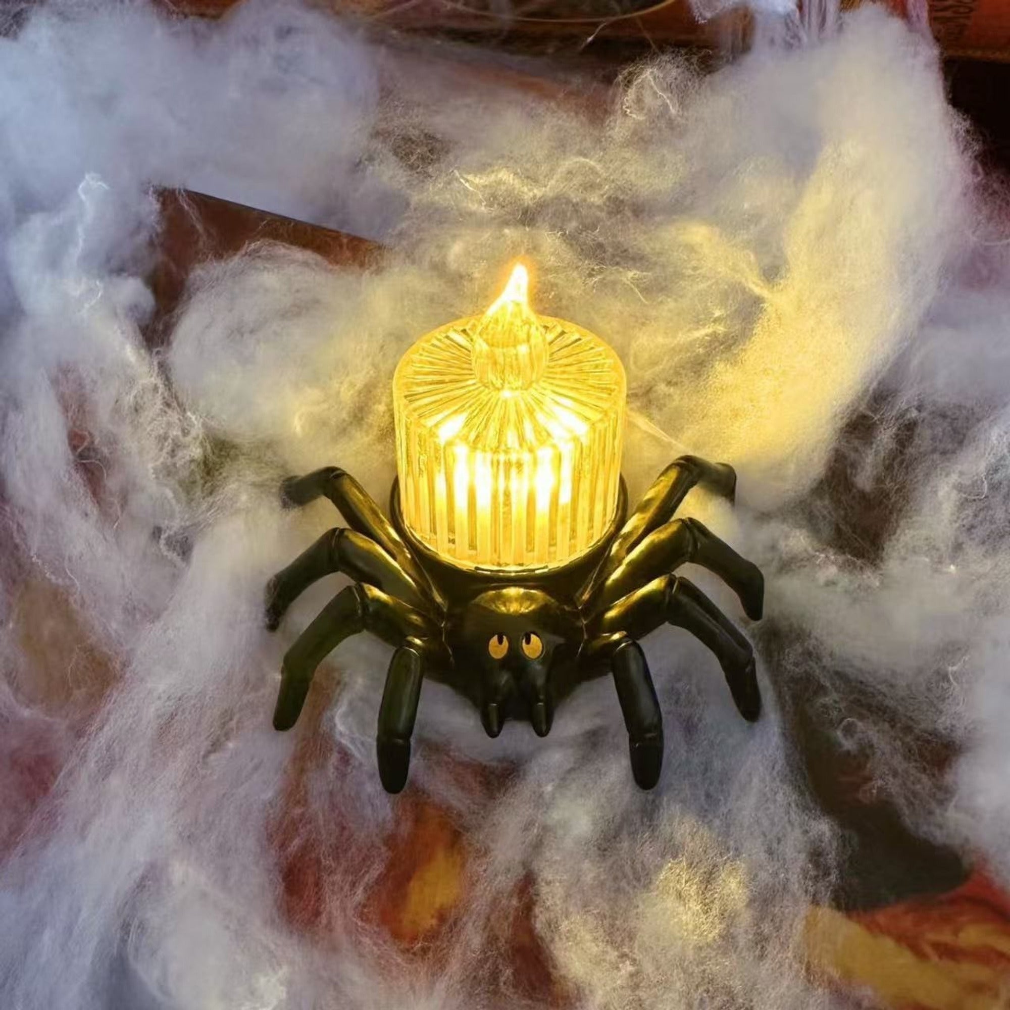 Flameless LED Battery Operated Halloween Candlelight With Spider Decoration - Image 15