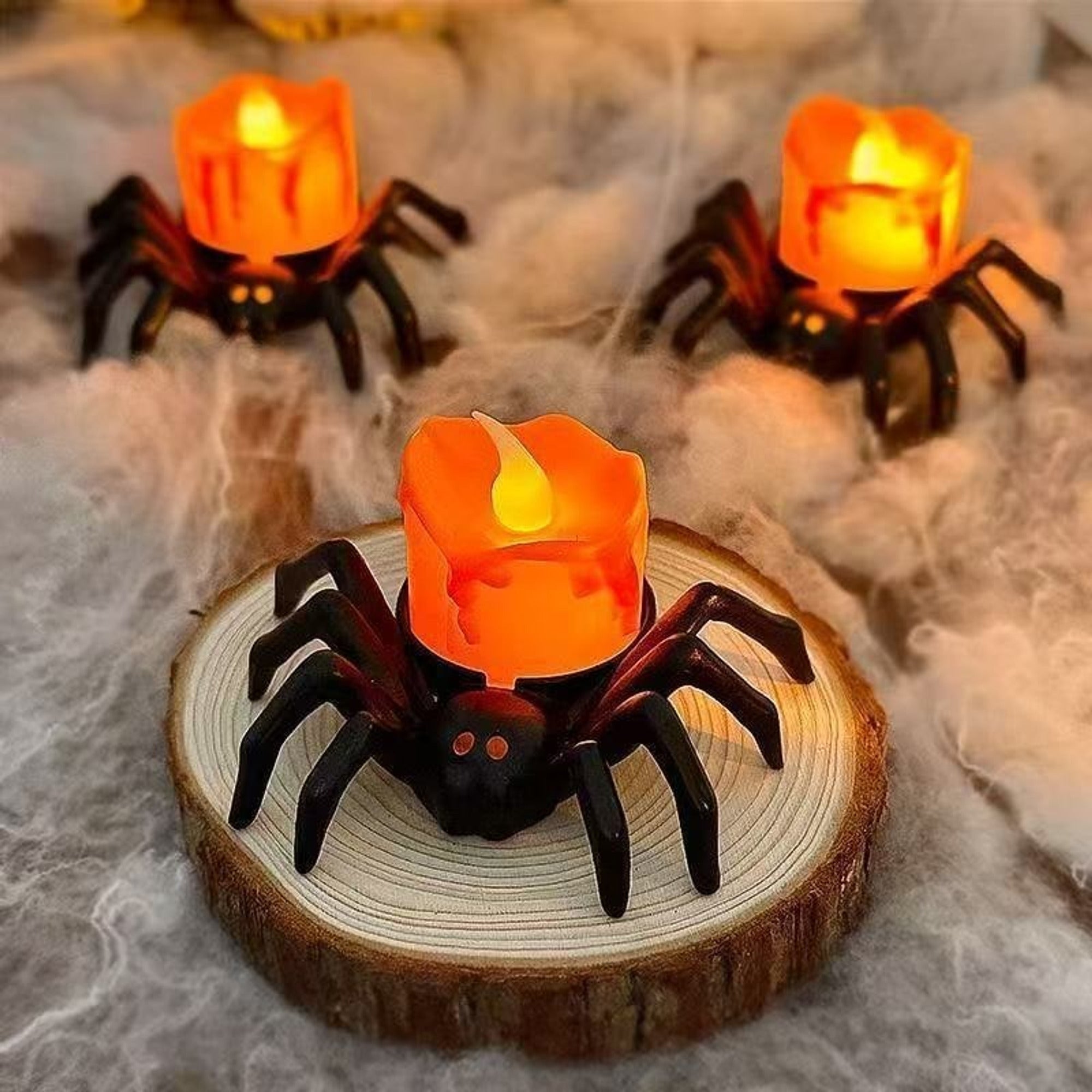 Flameless LED Battery Operated Halloween Candlelight With Spider Decoration - Image 8