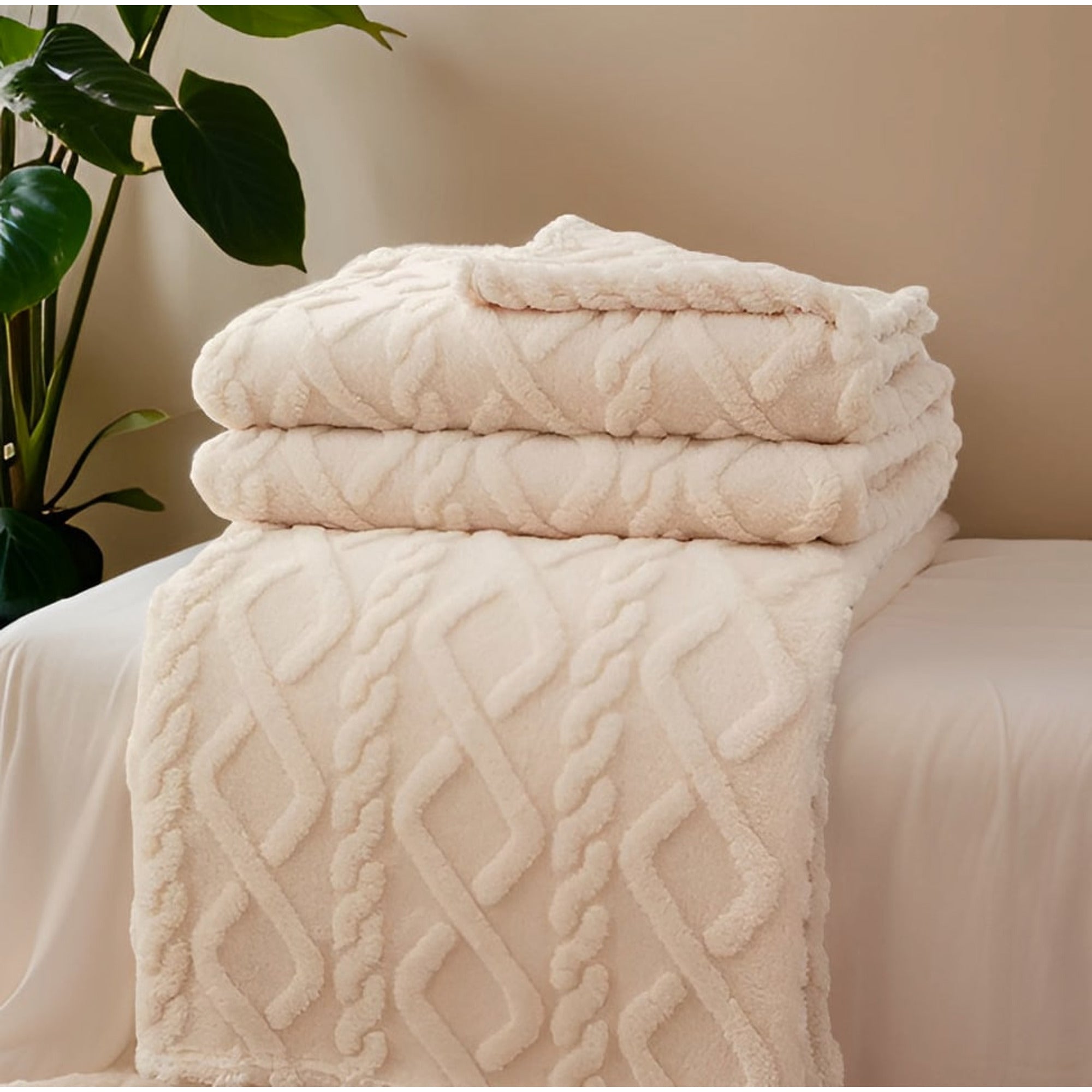 Fleece Blanket With Modern Geometric Pattern For Cosy Comfort - Image 10