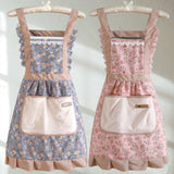 Floral Cooking Apron With Pockets Adjustable Fit For Stylish Kitchen Protection - Image 1