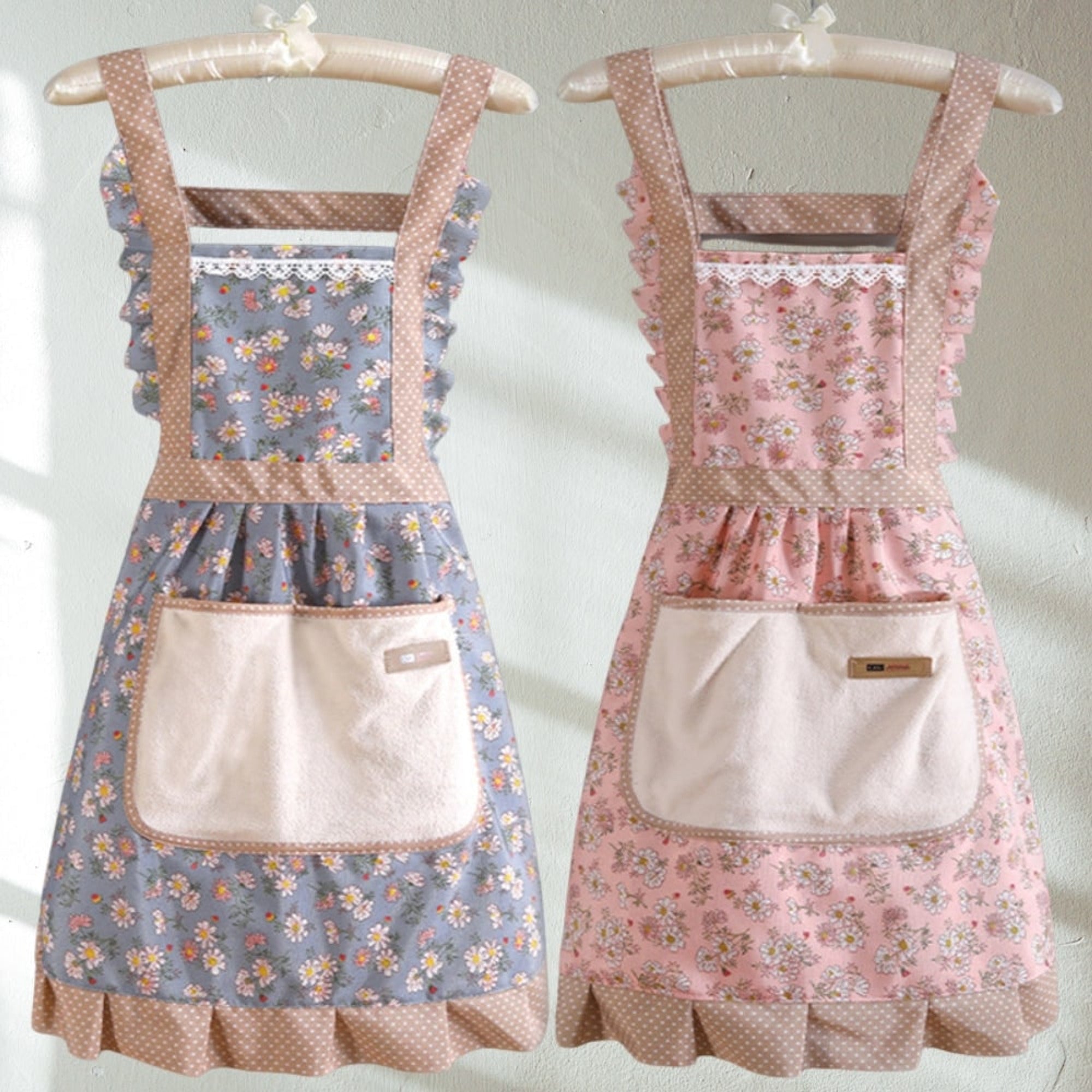 Floral Cooking Apron With Pockets Adjustable Fit For Stylish Kitchen Protection - Image 1