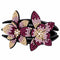 Flower Hair Clip With Rhinestone And Pearl Leather-Padded Double Bloom - Image 3
