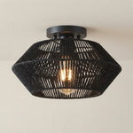 Flush Mount Ceiling Light Handwoven Bamboo Integrated LED - Image 1