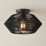 Flush Mount Ceiling Light Handwoven Bamboo Integrated LED - Image 1
