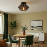Flush Mount Ceiling Light Handwoven Bamboo Integrated LED - Image 3