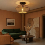 Flush Mount Ceiling Light Handwoven Bamboo LED - Image 5