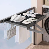 Foldable Drying Rack With Large Capacity Wall Mounted Retractable Design For Space Saving Laundry Drying Includes Mesh Surface And Hanging Hooks - Image 2