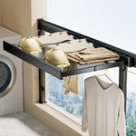 Foldable Drying Rack With Large Capacity Wall Mounted Retractable Design For Space Saving Laundry Drying Includes Mesh Surface And Hanging Hooks - Image 1